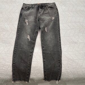 POL Black Straight Leg Jeans Distressed Style